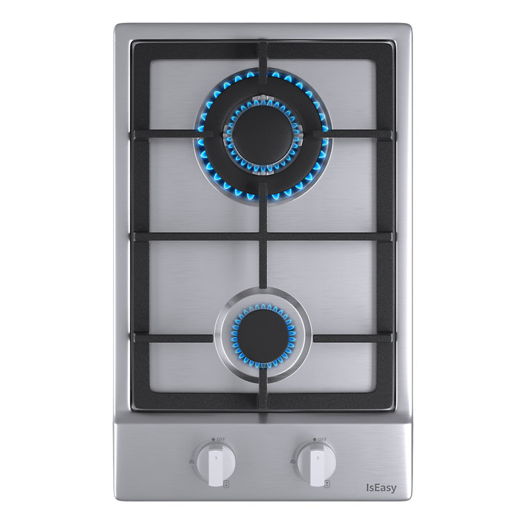 IsEasy 12Inch Stainless Steel 2 Burners BuiltIn Gas Cooktop With NG